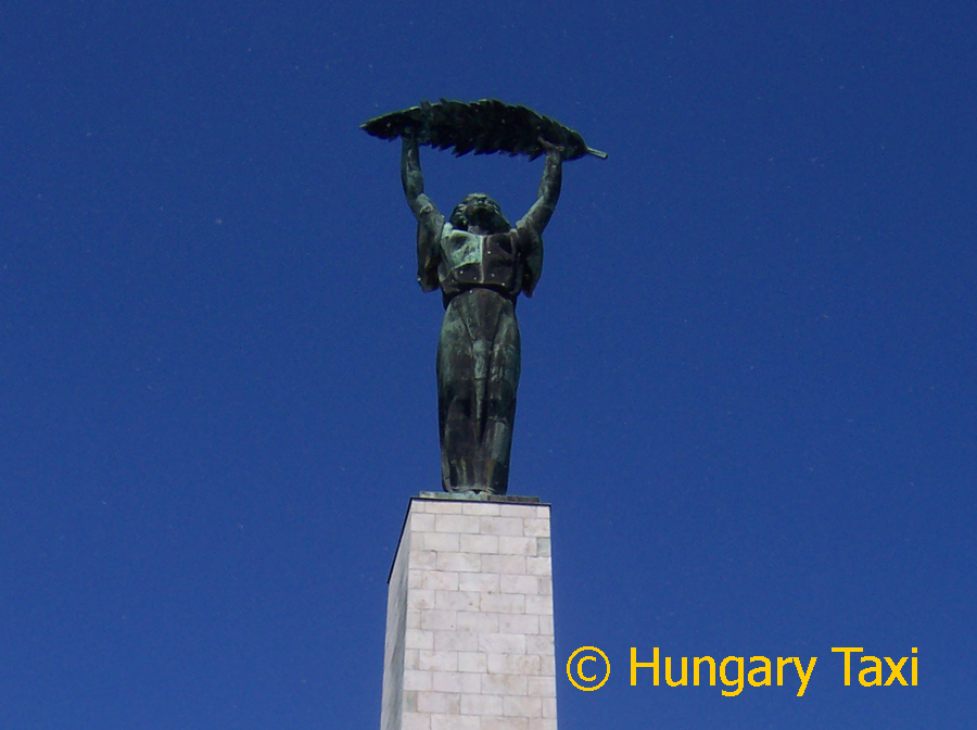 Liberty Statue or Freedom Statue is a monument on the Gellért Hill. It commemorates those who sacrificed their lives for the independence, freedom, and prosperity of Hungary. The 14 m tall bronze statue stands atop a 26 m pedestal and holds a palm leaf.