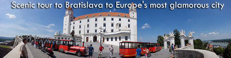  Program and sights - Bratislava scenic tour: Take a stroll through the traffic-free old town, and breathe in the atmosphere of its centuries-old streets, squares and buildings. Walk, or take a short Minibus ride, up to the castle which currently hosts temporary historical exhibitions and from whose ramparts you can see nearby Hungary, Austria and the Danube valley. Do as the locals do and savour a coffee in one of the numerous city-centre cafes